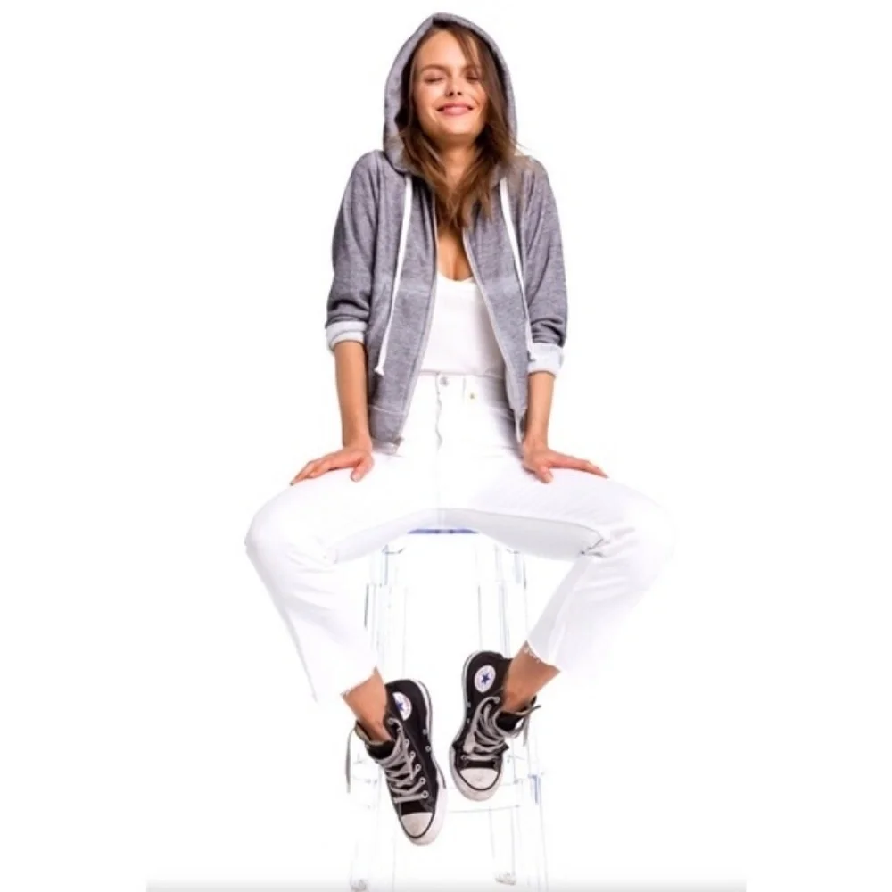 NWT Wildfox Feminist Hero Gray White Zip Hoodie XS